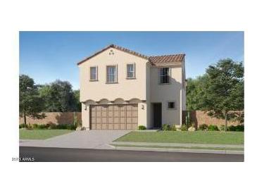 Inviting two-story home featuring a tiled roof, well-maintained lawn, and a charming, attached two-car garage at 10136 E Ursula Ave, Mesa, AZ 85212