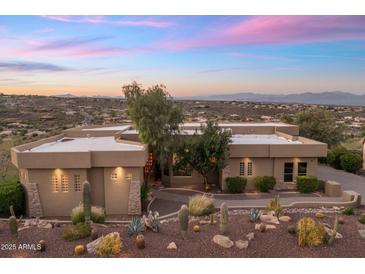 Beautiful Southwestern home with a desert landscape and a stunning mountain view at 15054 E Sundown Dr, Fountain Hills, AZ 85268