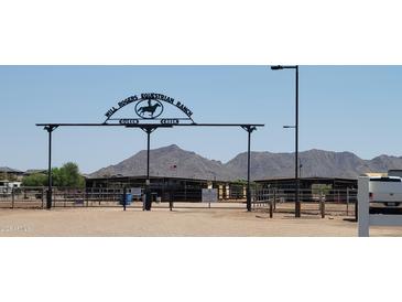 Will Rogers Equestrian Ranch in Queen Creek, Arizona, with desert landscaping and mountain views at 20452 E Appaloosa Dr, Queen Creek, AZ 85142