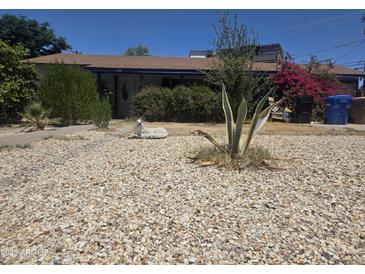 Charming single-story home with desert landscaping and a decorative dog statue in the front yard at 4030 N 33Rd Pl, Phoenix, AZ 85018