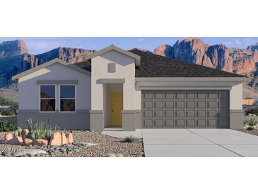 New construction home featuring a neutral color scheme and mountain views at 35765 N King Ln, San Tan Valley, AZ 85140