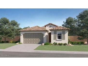 Charming single-story home featuring a tile roof, neutral stucco, and a two-car garage at 4707 E French Rd, San Tan Valley, AZ 85143