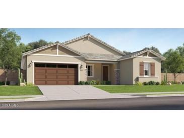 Charming single-story home featuring a two-car garage, neutral stucco, and well-maintained landscaping at 3780 E Gold Mountain Ave, San Tan Valley, AZ 85143