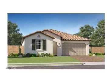 Charming single-story home featuring a tile roof, green lawn, and inviting curb appeal at 20913 S 231St Way, Queen Creek, AZ 85142