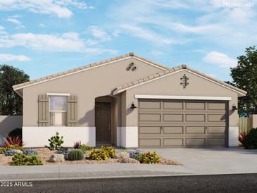Inviting single-story home featuring a neutral palette, a two-car garage, and low-maintenance landscaping at 15928 W Gray Fox Trl, Surprise, AZ 85387