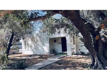 Charming home featuring a white stucco exterior, a lovely tree, and a welcoming entrance at 498 W Gail Dr, Chandler, AZ 85225