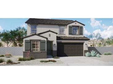 Charming two-story home with a two-car garage, neutral paint, shutters, and desert landscaping at 534 N 89Th St, Mesa, AZ 85207