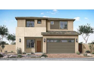 Contemporary two-story home featuring a neutral color palette and an attached two-car garage at 36007 N Bottling Dr, San Tan Valley, AZ 85140