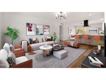 Bright living room boasts contemporary decor and stylish furnishings at 2331 E Delgado St, Phoenix, AZ 85022