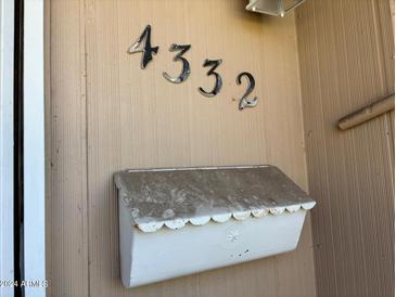 Close-up view of the house number and mailbox, adding charm to the home's exterior at 4332 W Ocotillo Rd # 206, Glendale, AZ 85301