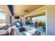 Relaxing covered patio with comfortable seating, ceiling fan, and view of the pool at 12797 S 179Th Dr, Goodyear, AZ 85338