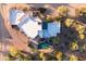 Bird's-eye view of a home with pool and desert landscaping at 14021 E Milton Ct, Scottsdale, AZ 85262