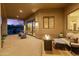 Covered patio with seating area and fire pit at 14021 E Milton Ct, Scottsdale, AZ 85262
