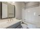 Bathroom with tub/shower combo, vanity and modern fixtures at 578 E Las Puertas Ln, Queen Creek, AZ 85140