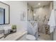 Modern bathroom with marble shower and vanity at 41327 N 106Th St, Scottsdale, AZ 85262