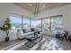 Comfortable living room with a modern sofa and large windows offering scenic views at 41327 N 106Th St, Scottsdale, AZ 85262