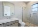 Sleek bathroom with glass enclosed shower and modern vanity at 12297 E Troon Vista Dr # 255, Scottsdale, AZ 85255