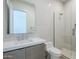 Bright, modern bathroom featuring a sleek design and light tile at 12297 E Troon Vista Dr # 255, Scottsdale, AZ 85255