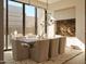 Elegant dining room with modern table and built-in wine storage at 28119 N 109Th Way, Scottsdale, AZ 85262