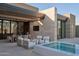 Outdoor patio with seating area and hot tub at 28119 N 109Th Way, Scottsdale, AZ 85262