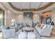 Living room with stone fireplace and mountain views at 9025 N Flying Butte --, Fountain Hills, AZ 85268