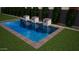 Inviting backyard pool with brick trim and fountain features, perfect for outdoor relaxation and entertaining at 17448 W Carlisle Dr, Surprise, AZ 85388