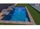 Backyard pool featuring a brick trim, water features, and a shallow end with built-in steps at 17448 W Carlisle Dr, Surprise, AZ 85388
