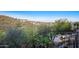 Serene backyard showcases a stone patio, outdoor fire pit, desert landscaping, and distant mountain views at 10537 N Crestview Dr, Fountain Hills, AZ 85268