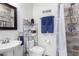 Bathroom with shower, toilet and updated vanity at 31221 N 161St Pl, Scottsdale, AZ 85262