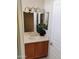 Bathroom vanity featuring a neutral countertop, wooden cabinet, and modern lighting fixture at 16222 W Talara Way, Surprise, AZ 85374