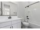 Clean bathroom with single vanity, shower/tub combo at 16355 W Avenida Del Sol --, Surprise, AZ 85387