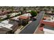 Aerial view showcasing a quiet residential street and homes at 7917 E Bonnie Rose Ave, Scottsdale, AZ 85250