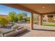 Covered patio with built-in planters and backyard access at 17983 E Vista Desierto --, Rio Verde, AZ 85263