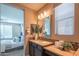 Bathroom with single vanity and view into bedroom at 17983 E Vista Desierto --, Rio Verde, AZ 85263