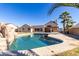 Inviting backyard oasis featuring a sparkling pool and rock waterfall at 18650 N 4Th St, Phoenix, AZ 85024