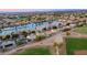 Aerial view of home near lake and park at 1521 W Commerce Ave, Gilbert, AZ 85233