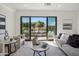 Living room with sliding glass doors and city view at 1501 N Miller Rd # 1011, Scottsdale, AZ 85257