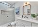 Contemporary bathroom with walk-in shower and modern vanity at 13308 N 93Rd Pl, Scottsdale, AZ 85260