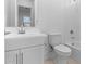 Clean bathroom with a white vanity, toilet, and shower/tub combination at 4353 N 203Rd Ave, Buckeye, AZ 85396