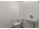 A sleek powder room showcases a pedestal sink and modern fixtures at 12012 W Parkway Ln, Avondale, AZ 85323