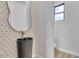 Striking powder room with unique mirror and vessel sink at 32278 N 168Th Ave, Surprise, AZ 85387