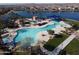 Aerial view of community pool, bocce ball, and lake at 16781 S 181St Ln, Goodyear, AZ 85338