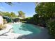 Backyard swimming pool surrounded by lush landscaping and a patio area at 6313 W Onyx Ave, Glendale, AZ 85302