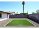 A low-maintenance backyard with artificial turf and block wall provides a private outdoor space at 1531 W Plana Ave, Mesa, AZ 85202