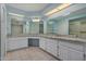 Bathroom with double vanity, granite countertops, and tile flooring at 25809 S Hollygreen Dr, Sun Lakes, AZ 85248