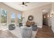 Bright and airy sitting area boasting modern decor, hardwood flooring and stunning views at 3518 N Shadow Trl, Mesa, AZ 85207