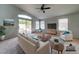 Bright and airy living room with sliding glass doors leading to the backyard and pool at 3128 E Millbrae Ln, Gilbert, AZ 85234