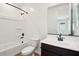 Bathroom featuring shower-tub combo, vanity with sink, and toilet at 4244 E Bradford Ave, San Tan Valley, AZ 85140