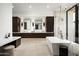 Luxurious bathroom with a soaking tub, double vanity, and a walk-in shower at 28805 N 114Th St, Scottsdale, AZ 85262