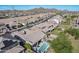 Aerial view showcasing house, pool, and mountain backdrop at 9503 W Jj Ranch Rd, Peoria, AZ 85383